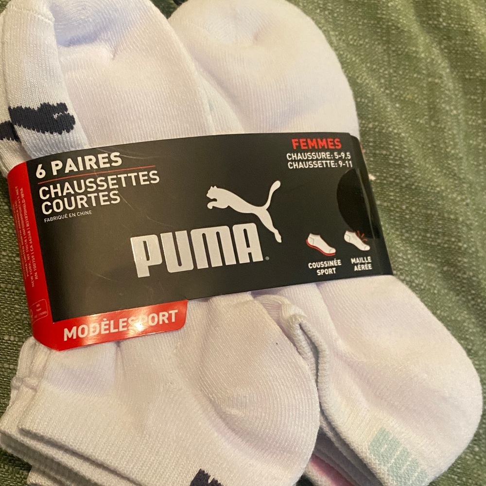 Puma Women's White Low Cut Athletic Socks - 6 Pack - Picture 6 of 6